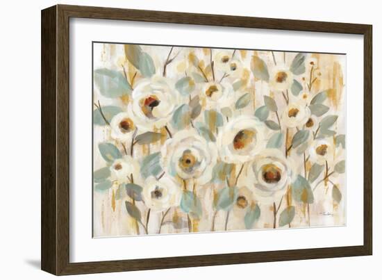 White Gold and Sage Floral-Silvia Vassileva-Framed Art Print
