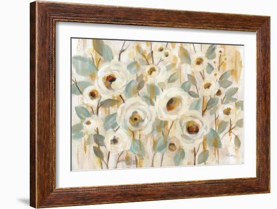 White Gold and Sage Floral-Silvia Vassileva-Framed Art Print