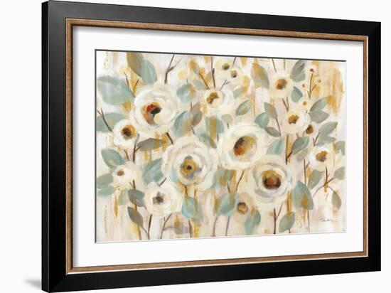 White Gold and Sage Floral-Silvia Vassileva-Framed Art Print