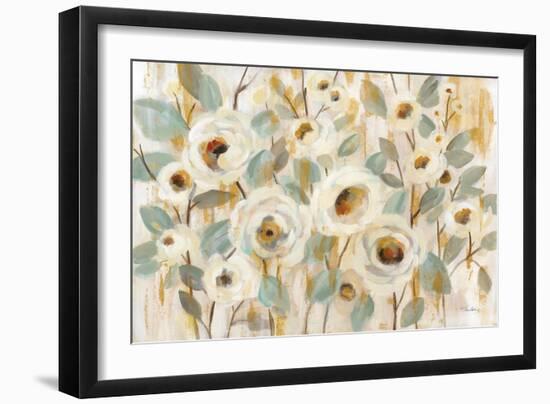 White Gold and Sage Floral-Silvia Vassileva-Framed Art Print