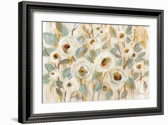 White Gold and Sage Floral-Silvia Vassileva-Framed Art Print