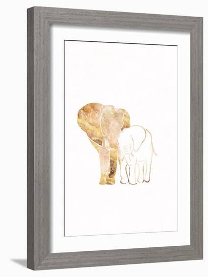 White Gold Elephants 2-Sarah Manovski-Framed Giclee Print