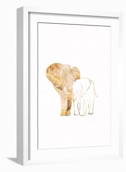 White Gold Elephants 2-Sarah Manovski-Framed Giclee Print