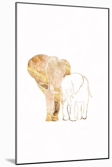 White Gold Elephants 2-Sarah Manovski-Mounted Giclee Print