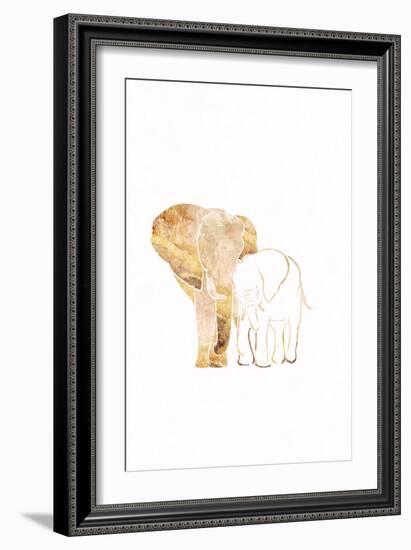 White Gold Elephants 2-Sarah Manovski-Framed Giclee Print