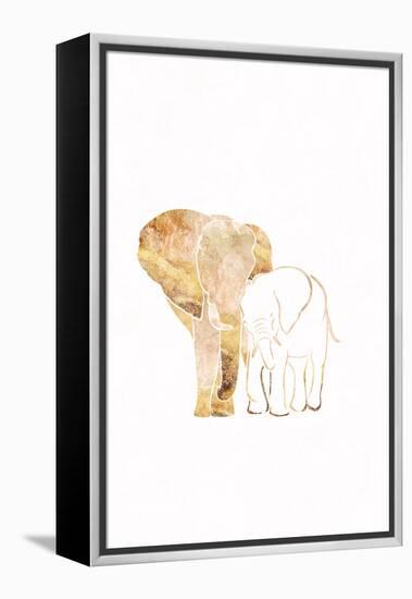 White Gold Elephants 2-Sarah Manovski-Framed Premier Image Canvas