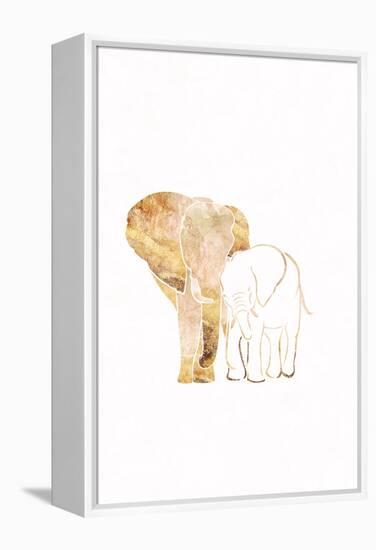 White Gold Elephants 2-Sarah Manovski-Framed Premier Image Canvas