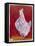 White Hen, Red Background 3-Maria Pietri Lalor-Framed Premier Image Canvas