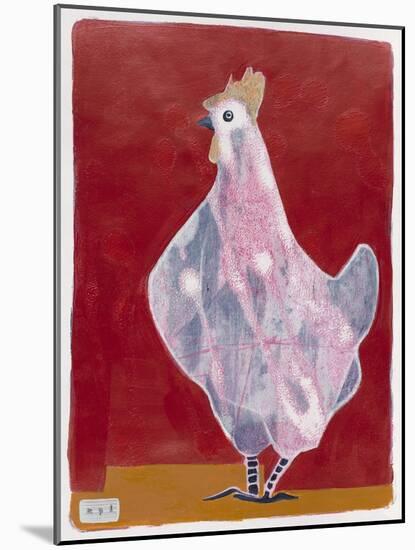 White Hen, Red Background 3-Maria Pietri Lalor-Mounted Giclee Print