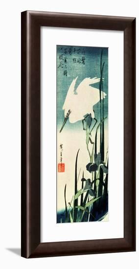 White Heron and Iris-Ando Hiroshige-Framed Giclee Print