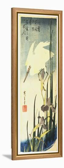 White Heron and Irises, 1833-Ando Hiroshige-Framed Premier Image Canvas