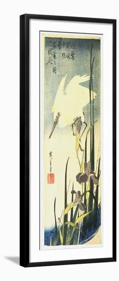 White Heron and Irises, 1833-Ando Hiroshige-Framed Giclee Print