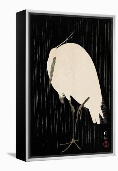 White Heron Standing in the Rain-Koson Ohara-Framed Premier Image Canvas