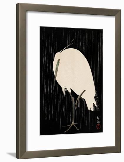 White Heron Standing in the Rain-Koson Ohara-Framed Giclee Print