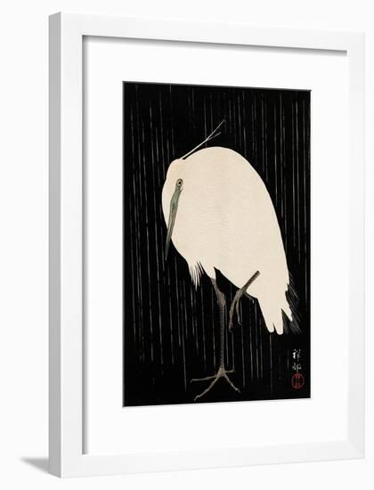 White Heron Standing in the Rain-Koson Ohara-Framed Giclee Print