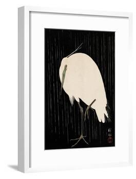 White Heron Standing in the Rain-Koson Ohara-Framed Giclee Print