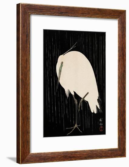 White Heron Standing in the Rain-Koson Ohara-Framed Giclee Print