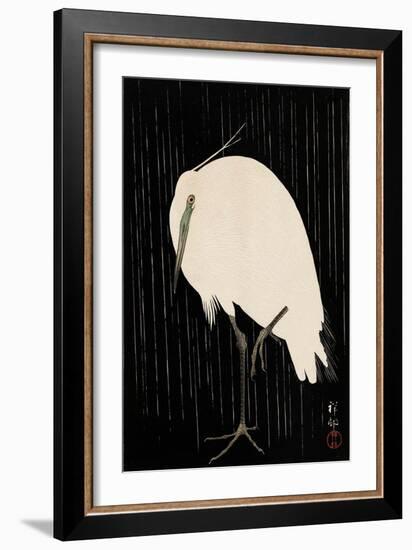 White Heron Standing in the Rain-Koson Ohara-Framed Giclee Print