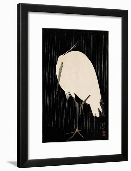 White Heron Standing in the Rain-Koson Ohara-Framed Giclee Print