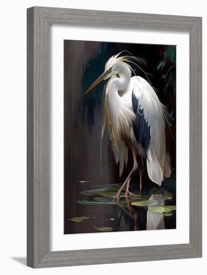 White Heron-Vivienne Dupont-Framed Art Print