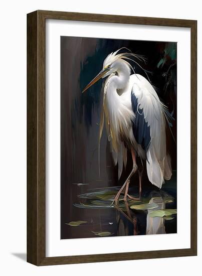 White Heron-Vivienne Dupont-Framed Art Print