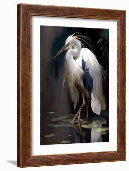 White Heron-Vivienne Dupont-Framed Art Print