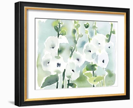 White Hollyhocks-Katrina Pete-Framed Art Print