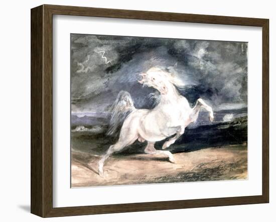 White Horse, 19th Century-Eugene Delacroix-Framed Giclee Print