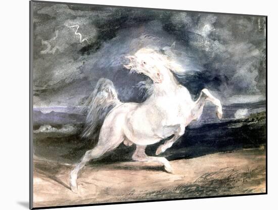 White Horse, 19th Century-Eugene Delacroix-Mounted Giclee Print