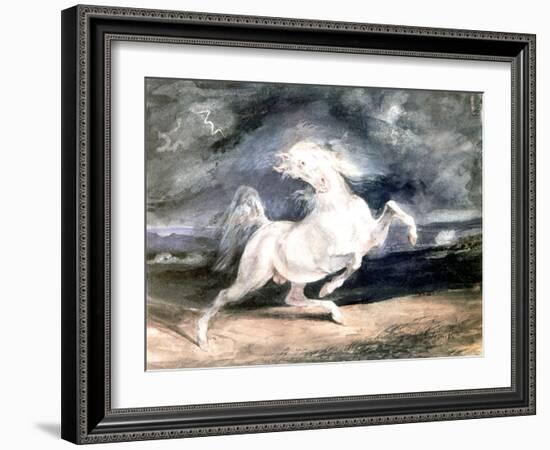 White Horse, 19th Century-Eugene Delacroix-Framed Giclee Print