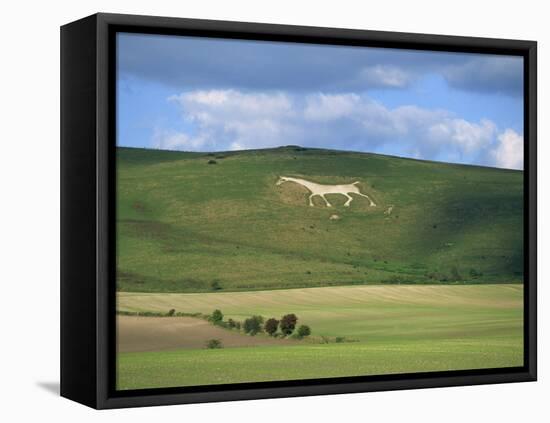 White Horse Dating from 1812 Carved in Chalk on Milk Hill, Marlborough Downs, Wiltshire, England-Robert Francis-Framed Premier Image Canvas