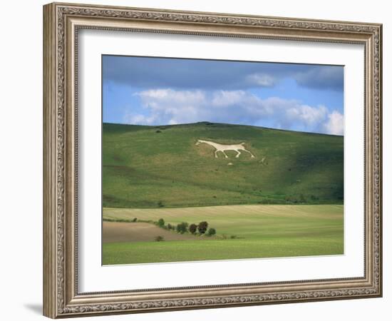 White Horse Dating from 1812 Carved in Chalk on Milk Hill, Marlborough Downs, Wiltshire, England-Robert Francis-Framed Photographic Print