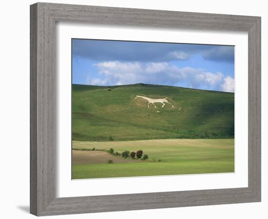 White Horse Dating from 1812 Carved in Chalk on Milk Hill, Marlborough Downs, Wiltshire, England-Robert Francis-Framed Photographic Print