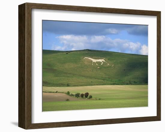 White Horse Dating from 1812 Carved in Chalk on Milk Hill, Marlborough Downs, Wiltshire, England-Robert Francis-Framed Photographic Print