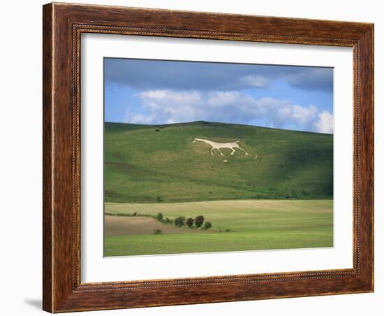 White Horse Dating from 1812 Carved in Chalk on Milk Hill, Marlborough Downs, Wiltshire, England-Robert Francis-Framed Photographic Print