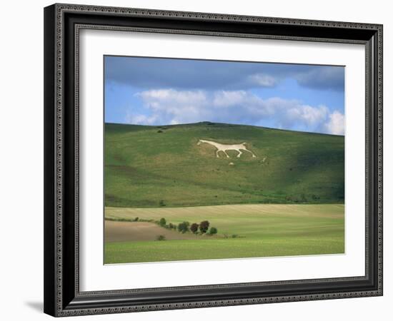 White Horse Dating from 1812 Carved in Chalk on Milk Hill, Marlborough Downs, Wiltshire, England-Robert Francis-Framed Photographic Print