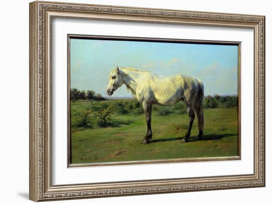 White Horse in a Pre. Painting by Rosa Bonheur (1822-1899), 19Th Century. Oil on Canvas. Dim: 0.34-Rosa Bonheur-Framed Giclee Print