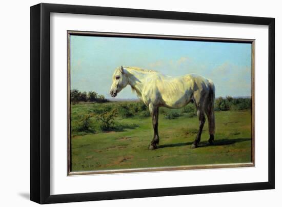 White Horse in a Pre. Painting by Rosa Bonheur (1822-1899), 19Th Century. Oil on Canvas. Dim: 0.34-Rosa Bonheur-Framed Giclee Print