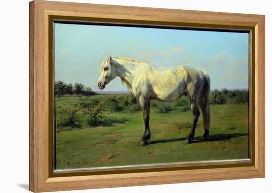 White Horse in a Pre. Painting by Rosa Bonheur (1822-1899), 19Th Century. Oil on Canvas. Dim: 0.34-Rosa Bonheur-Framed Premier Image Canvas