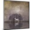 White Horse in Pond-Dawne Polis-Mounted Giclee Print