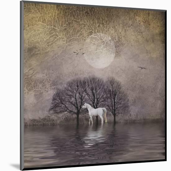 White Horse in Pond-Dawne Polis-Mounted Giclee Print