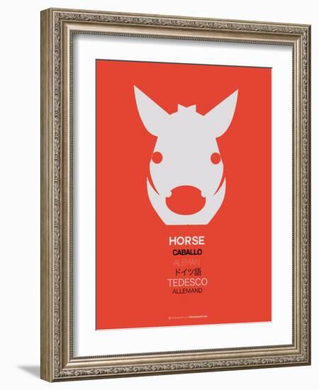 White Horse Multilingual Poster-NaxArt-Framed Art Print