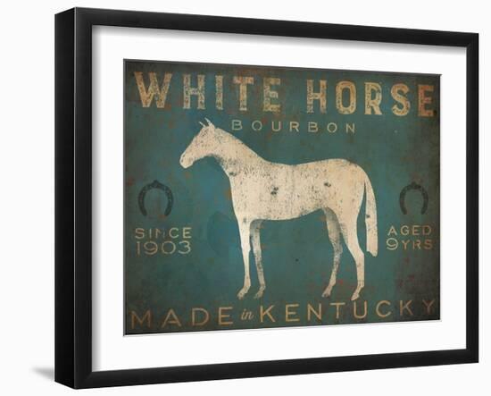 White Horse with Words Blue-Ryan Fowler-Framed Art Print