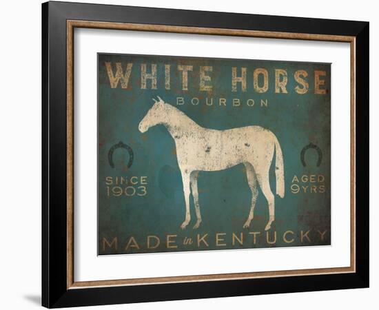 White Horse with Words Blue-Ryan Fowler-Framed Art Print