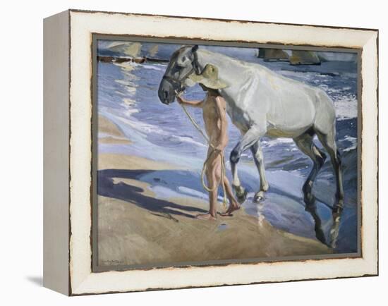 White Horse-Joaquín Sorolla y Bastida-Framed Stretched Canvas