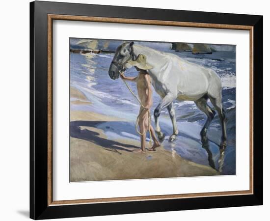 White Horse-Joaquín Sorolla y Bastida-Framed Art Print