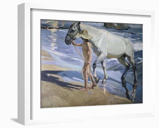 White Horse-Joaquín Sorolla y Bastida-Framed Art Print