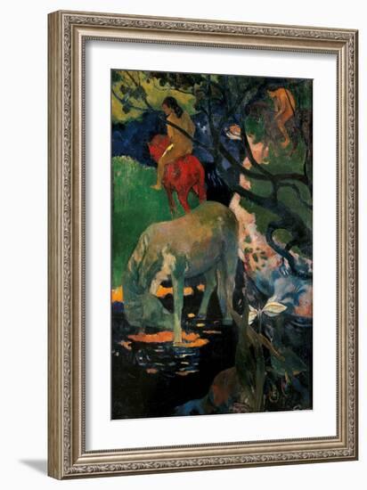 White Horse-Paul Gauguin-Framed Art Print