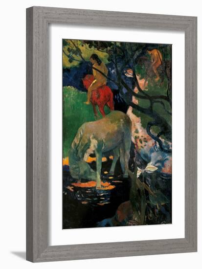 White Horse-Paul Gauguin-Framed Art Print