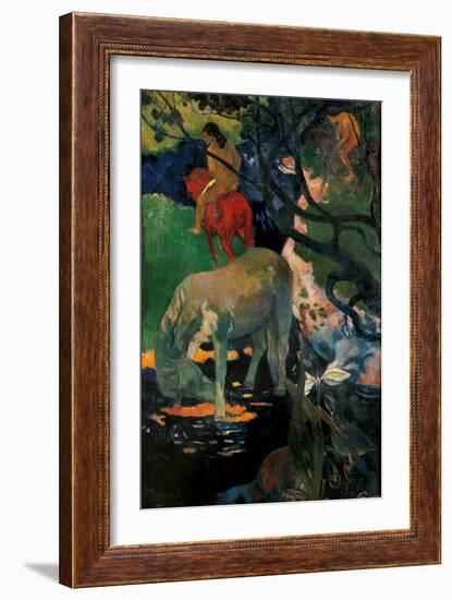 White Horse-Paul Gauguin-Framed Art Print